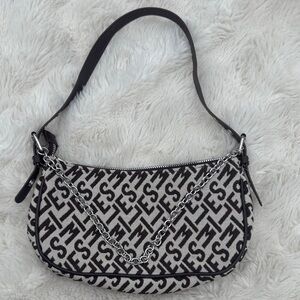 Divided Monochrome Patterned Shoulder Bag